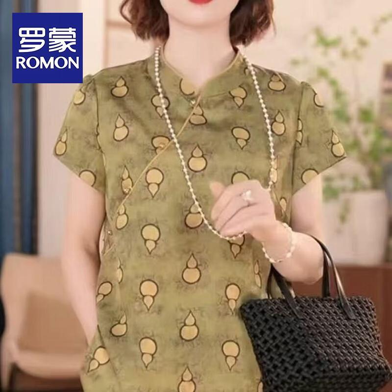 ROMON 2026 Chinese Style Floral Short-Sleeve Top 2XL