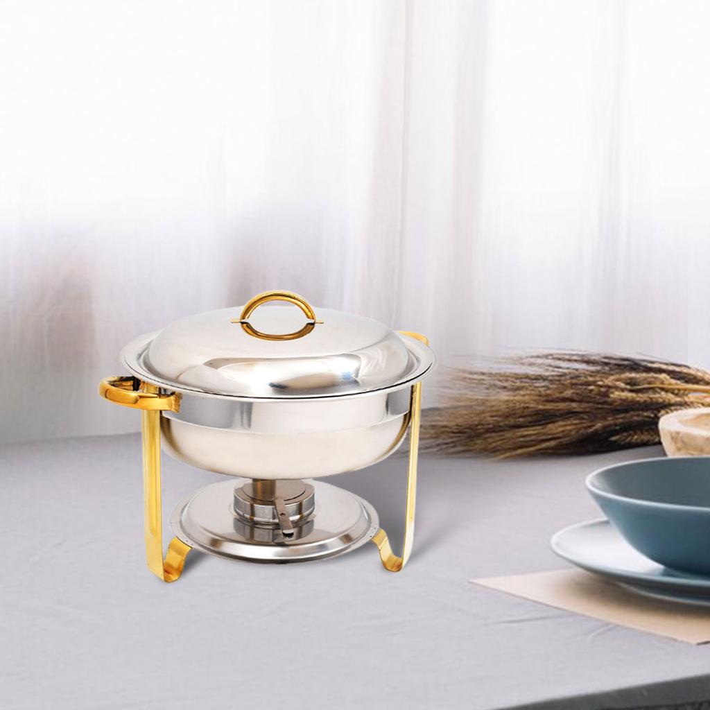 Catering Buffet Warmer Set, Catering Food Warmer, 4.5L Round Catering Warmer Server for Kitchen, Wedding, Cooking, Chafing