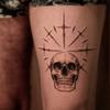 Autocollant de Tatouage Homme Personnalité Rétro Gothique Tête de Mort Sombre, Jambes Ligne d'Épée Aiguë
