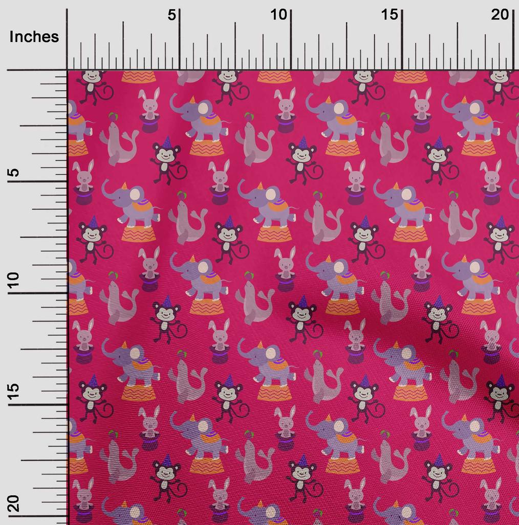 oneOone Cotton Flex Magenta Fabric Circus Diy Clothing Quilting Fabric Print Fabric By Yard 40 Inch