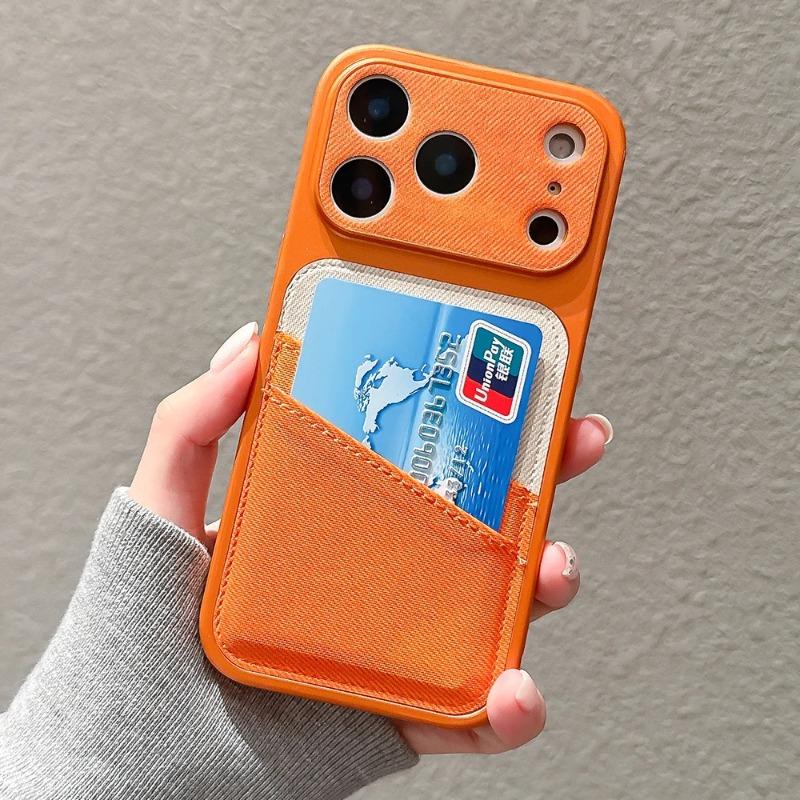 Card Slot Denim Cloth Wallet Phone Case For iPhone 17 Air 16 15 14 13 12 Pro Max Large Window Camera Protection Shockproof Cover