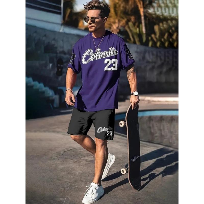Neues Herren 3D-gedrucktes T-Shirt Set Harajuku Mode T-Shirt Kurzarm + Shorts Zwei Sets Übergröße Freizeit Sportanzug