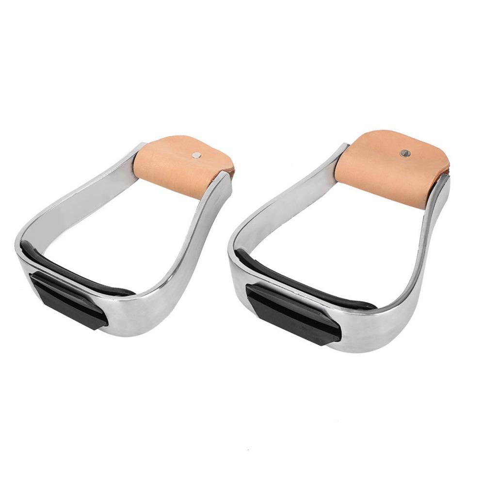 2pcs Silver Western Stirrups Rubber Anti-Skid Pad Cushioned Stirrups Aluminum Stirrups Stepping On