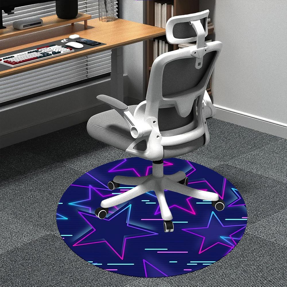 

1pc Neon Stars Office Round Area Rug, Indoor Mat Suitable ForOffice, Under Office Chairs Bedroom Living Room Home Decor, Room Deco q052 80cm by 80cm