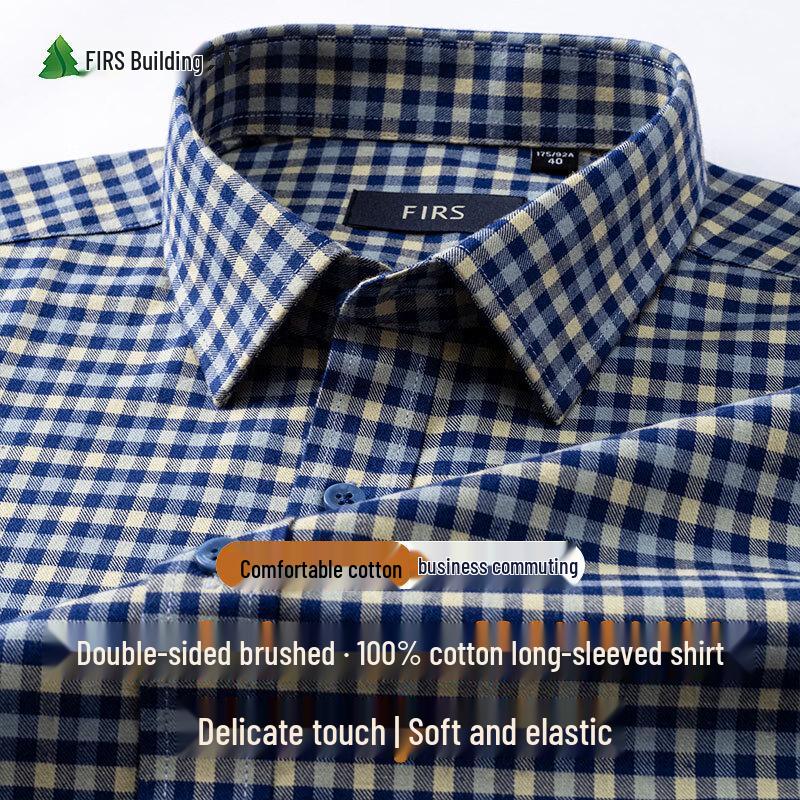 Chemise Décontractée à Carreaux Manches Longues 100% Coton pour Homme FIRS