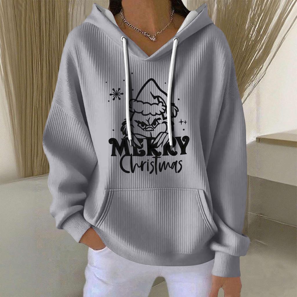 Women's Fashion Casual Christmas Angel Print Pullover Long-Sleeve Sweatshirt