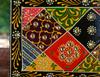 Indian Folk Art Mirror Work Wood Wall Panel: Hand-Painted Ethnic Decor