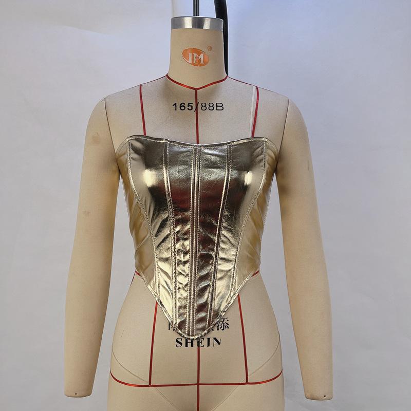 Women New Hot Season Fashion Metal Tunic Top, Sexy Bottoming Shirt, Tube Top S