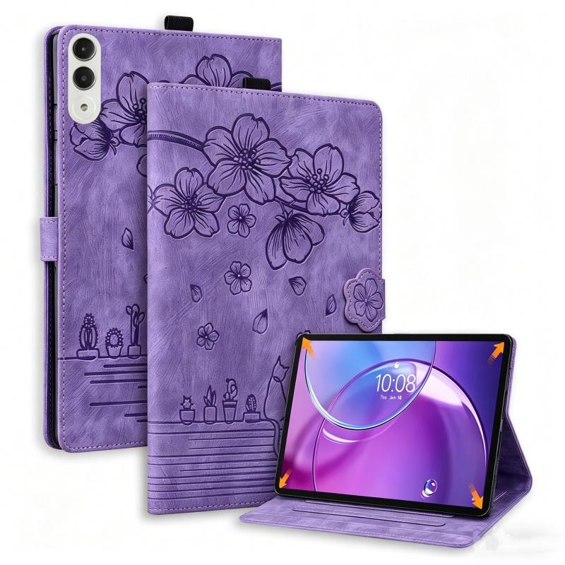 Embossed Flowers Tablet Case for Lenovo Xiaoxin Pad Pro 13 PU Leather Wallet Flip Stand Cover for Xiaoxin Pad Pro GT 13 TB376FC