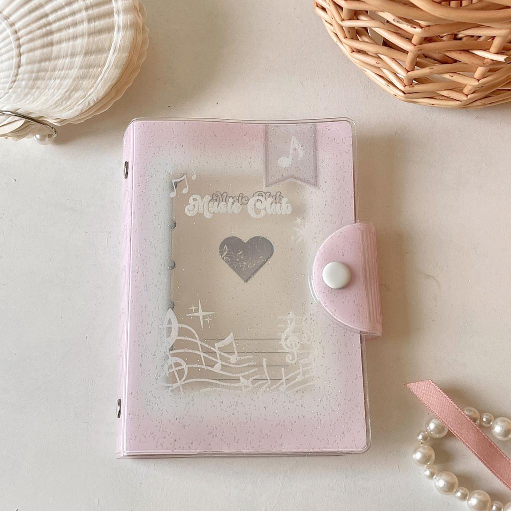 Kawaii A7 Pocket Binder for Girls - Refillable PVC Notebook, Cute Journal Loose Leaf Photocard Collection Book