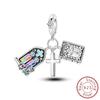 100% Copper Metal Charm Bead Components Bead Components Bible Zircon Cross Jesus Both Hands Pray Compatible With Authentic Original Bracelets High