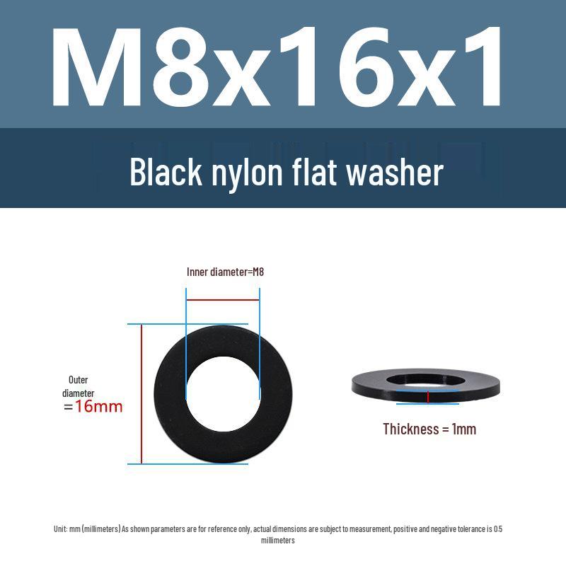 Yigu High-Temperature Insulated Black Nylon Flat Washer (M2, M3, M10, M16, M24)