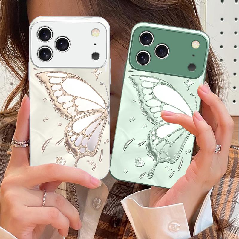 Butterfly of Ice Crystals For iPhone 17 Air 16 E 15 14 13 Plus 12 Mini 11 17 Pro Max XR Xs Max 16E 7 8 Tempered Glass Phone Case