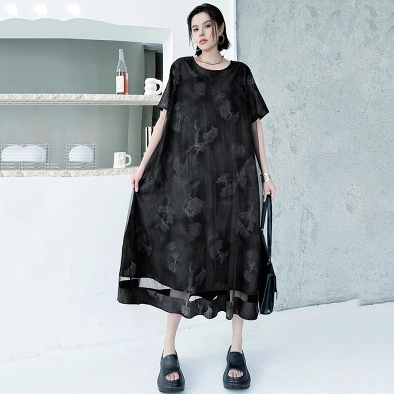 XITAO Print Patchwork Gauze Female Dress ZMY1239