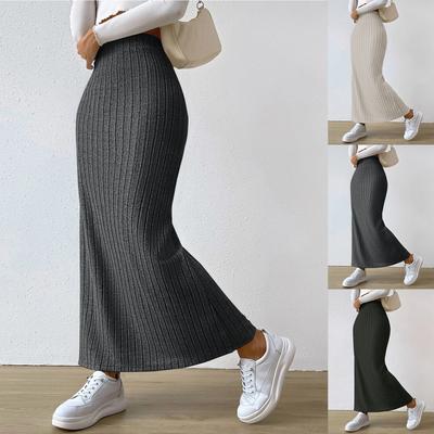 Women's Color Hip Hugging High Waist Slit Skirt