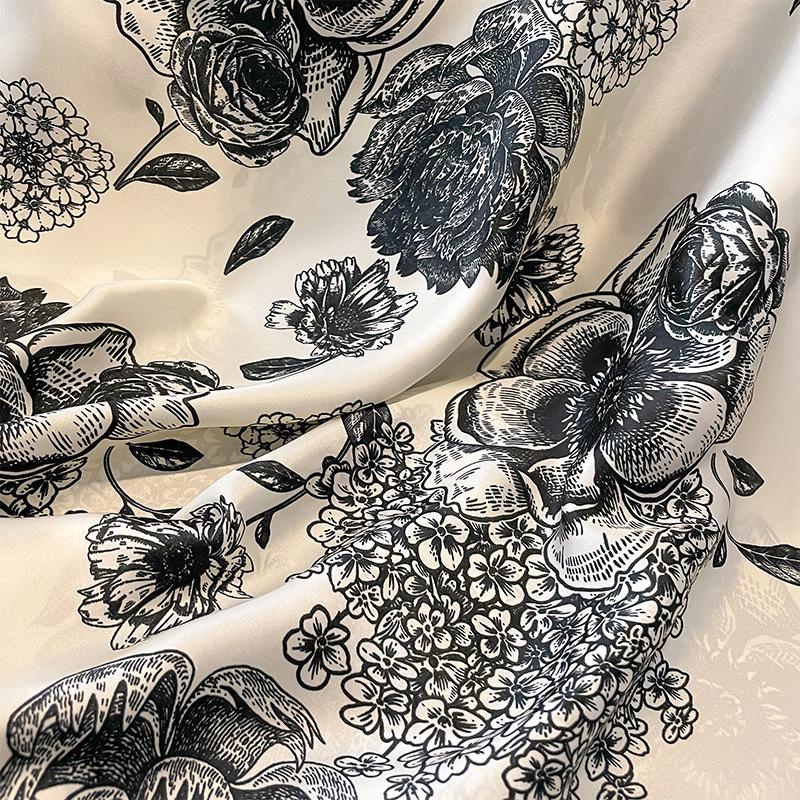 180*90cm Luxury Brand Women Summer Silk Scarves Shawl Lady Wrap Soft Female Europe Designer Beach Bandanna Foulard Muffler Pareo