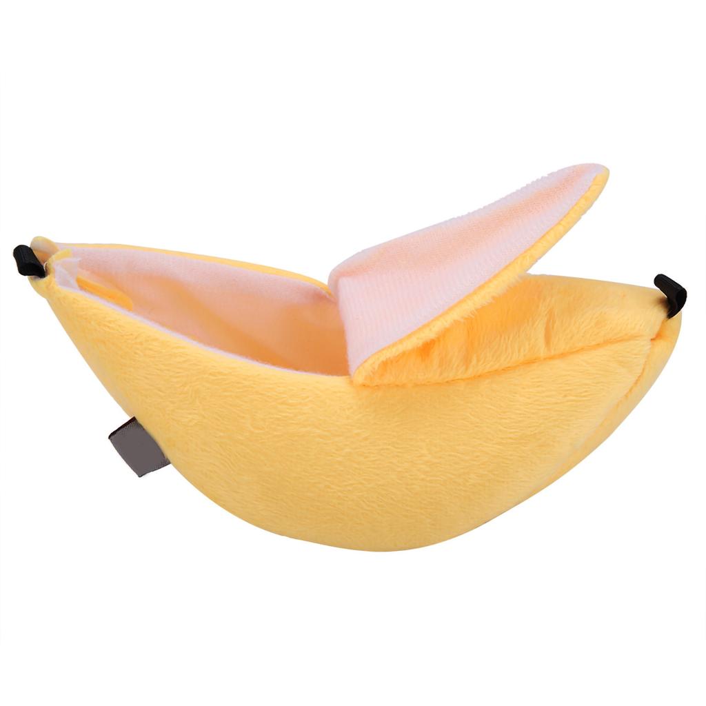 Hanging Pet Bed Velveteen Banana Shaped Pet Nest House for Hamster Hammock(Yellow)