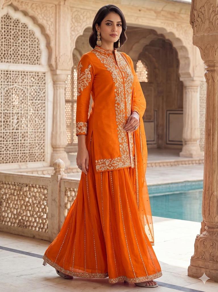 Women Bollywood Party Wear Chiffon Silk Salwar Suit Palazzo Indian Designer Salwar Kameez