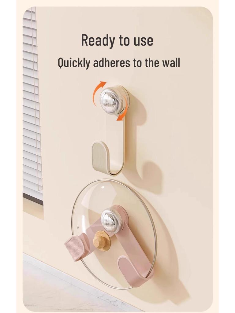 Wall-Mounted Rotating Pot Lid and Cutting Board Holder - Punch-Free Kitchen Storage Organizer