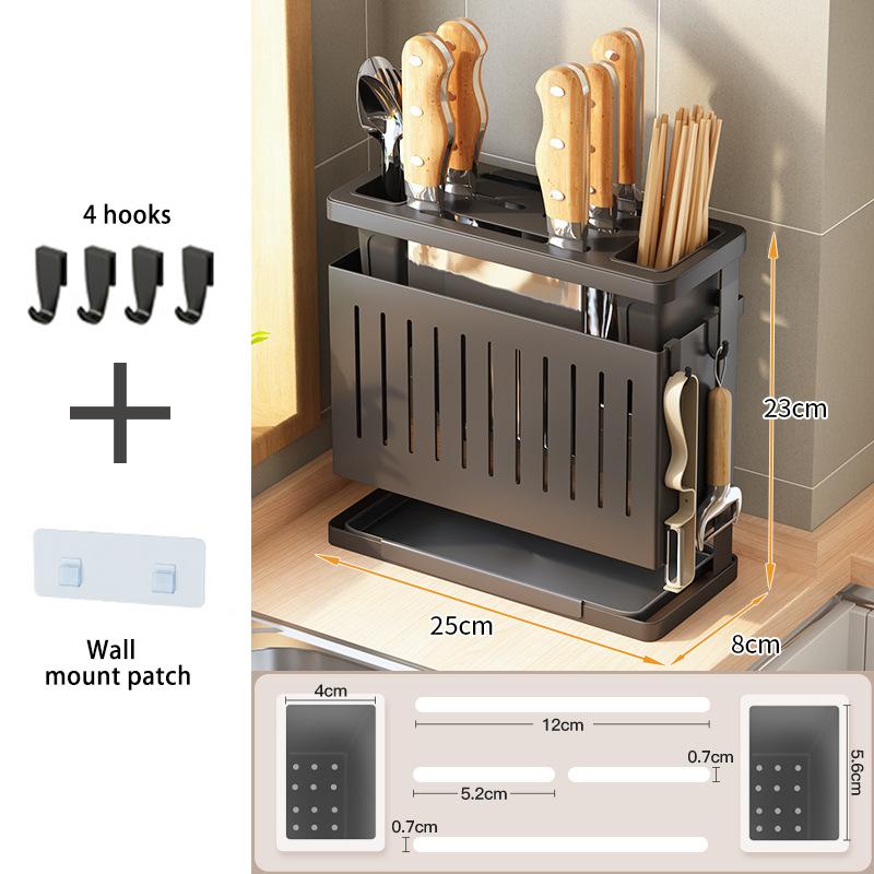 Suport cuțite blat bucătărie montat pe perete multifuncțional suport depozitare bețișoare linguri cuțite