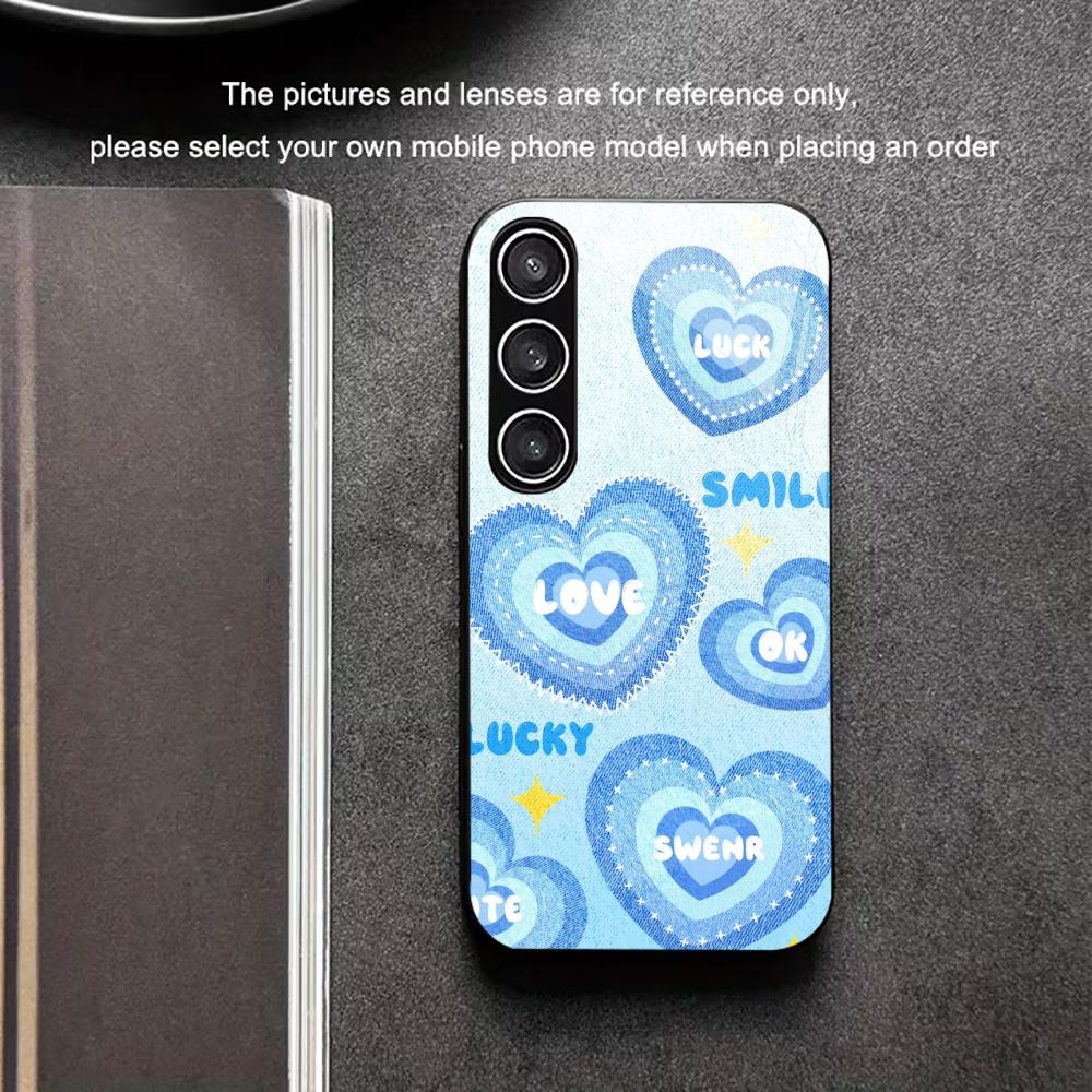 Blaues Herz Schutzhülle Exquisit High-End Handyhülle Glas TPU Handyhülle für Samsung Galaxy S26 S25 S24 S23 S22 S21 FE, Ultra, Plus