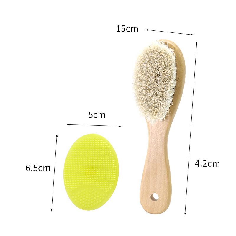 Baby Massage & Cleaning Set: Beechwood, Wool, Pearwood Brushes & Combs