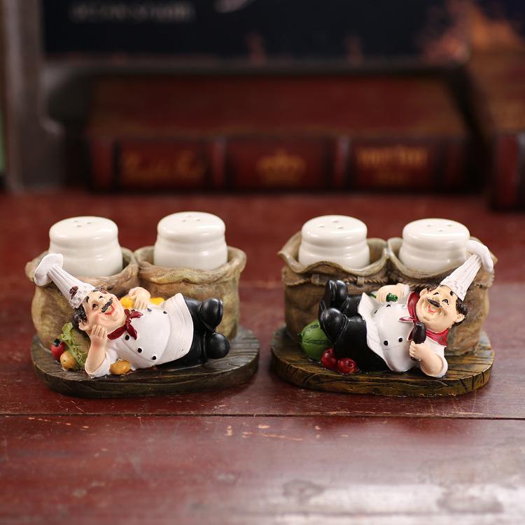 Retro American Country Chef Seasoning Jar - Stylish Home or Cafe Decoration Ornament