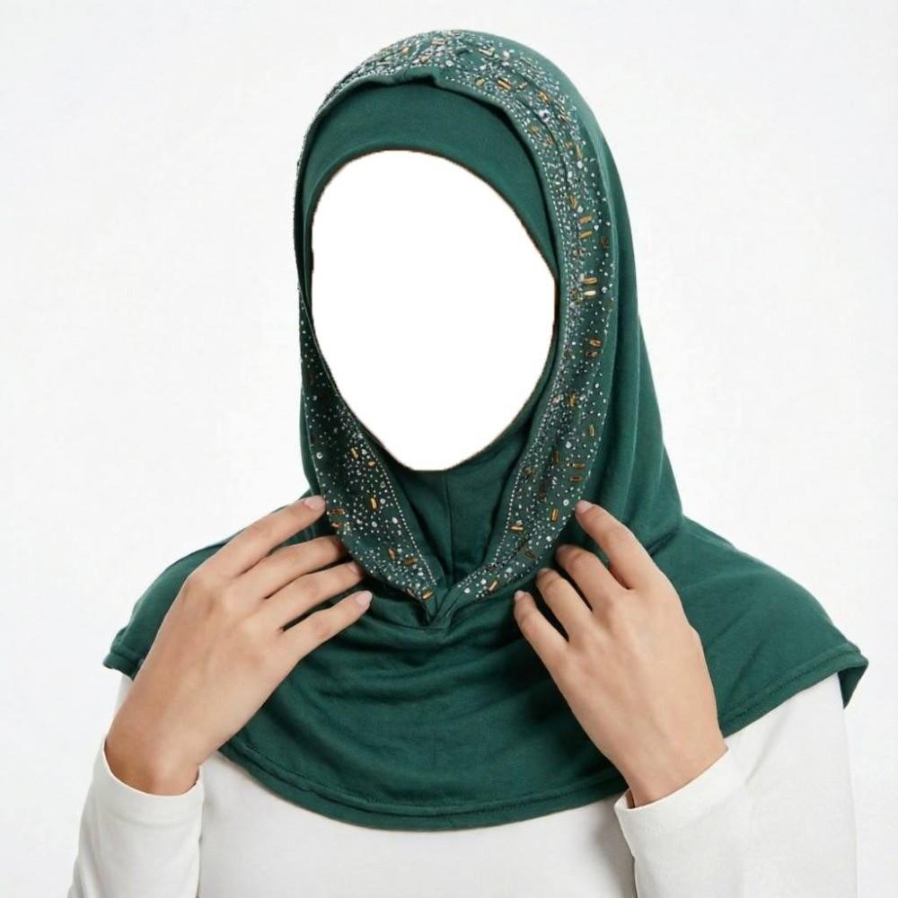 Soft Elastic Instant Hijab Cap Stretchable Head Wrap Hat Fashion Pull on Hijab Daily Wear