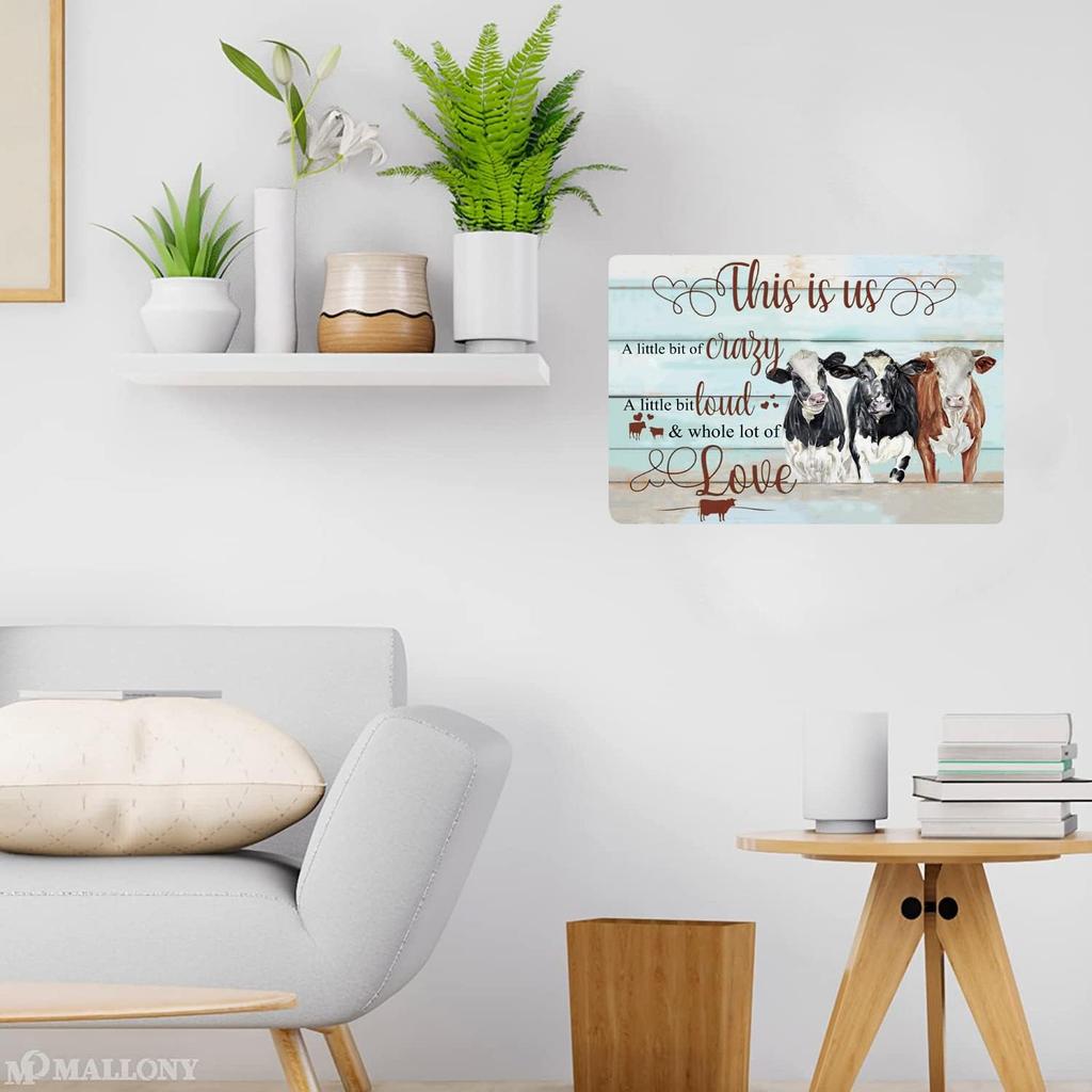 Cusde Cow Metal Tin Sign This is Us Wall Art Farmhouse Sign Home Decorations Retro Wall Decor Funny Poster House Yard Rustic Wall Art Hanging Plaques