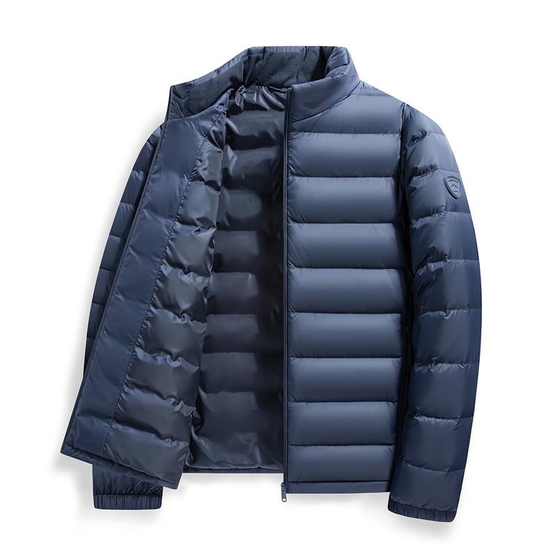 Men's Lightweight Stand Collar Down Jacket - Warm, Trendy, Versatile, Casual Dad Style, Winter Coat with 90% White Duck Down.