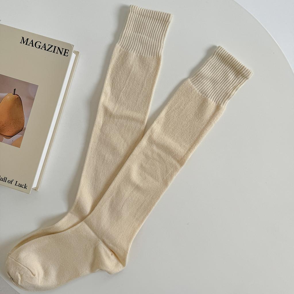 Autumn And Winter Warm Knee Socks Stockings Velvet Solid Color Knitted Jk Medium Tube Socks Cashmere Calf Socks Women Stockings