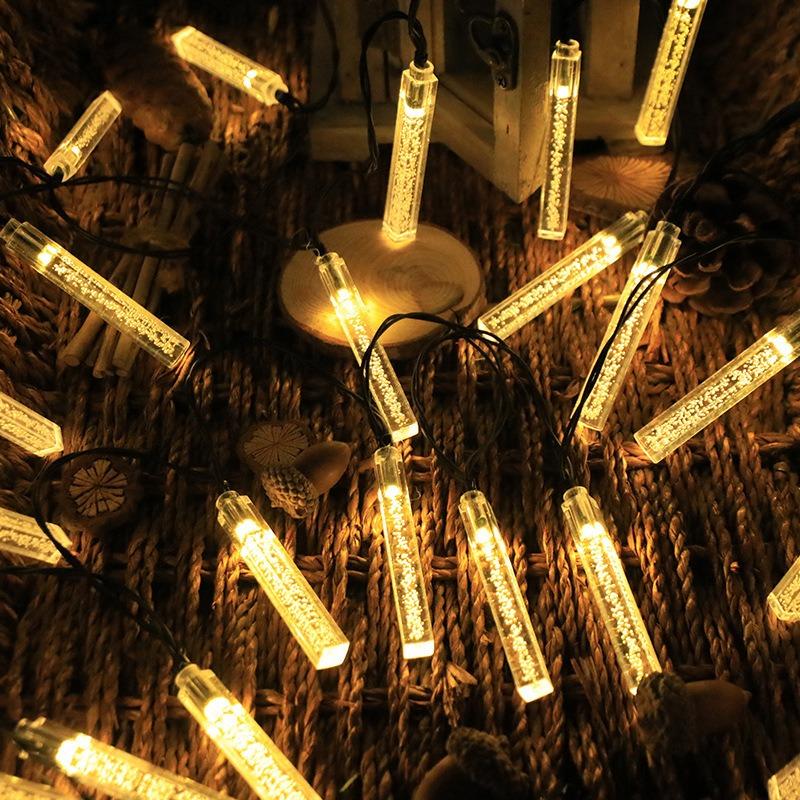 20/50/100LED Solar Powered Outdoor Waterproof Square Bubble Wand String Lights Lawn Lights Garden Scenery Atmosphere Lights Garden Decoration