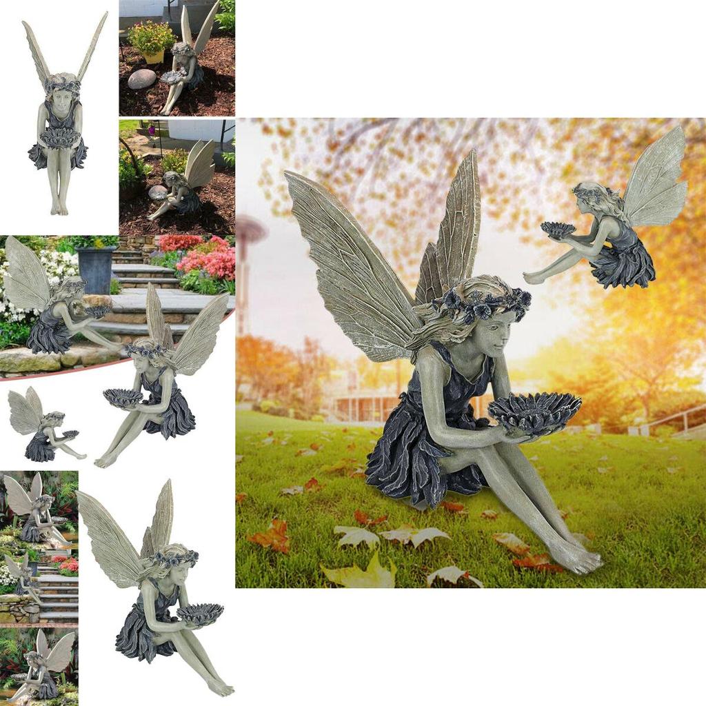 Enchanting Sitting Fairy Garden Statue Crafted From High-quality Durable Resin