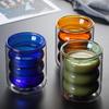 Colored Double-Walled Spiral Glass Cup: Ideal for Milk, Coffee, Mousse, Juice At Home or Office.
