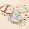WORTHBUY Cute 304 Stainless Steel Divided Lunch Box With Cutlery Heatable Large Capacity Sealed Food Container Set For Student