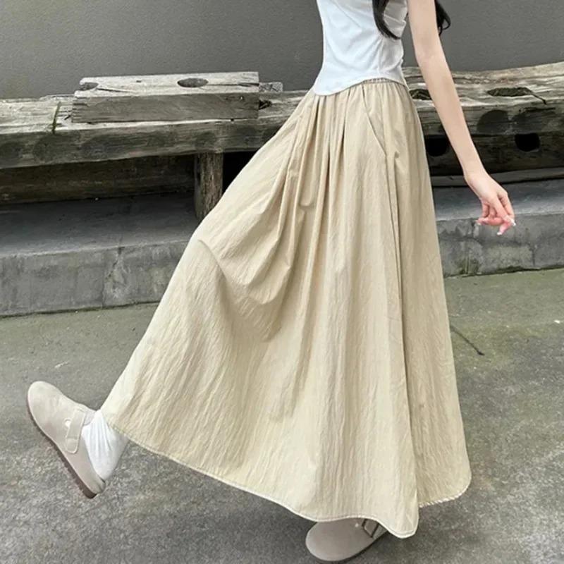 Summer Women Fashion Colorful Long Skirts Girls Versatile Comfortable Elastic Dress Concise Leisure Vacation Skirt