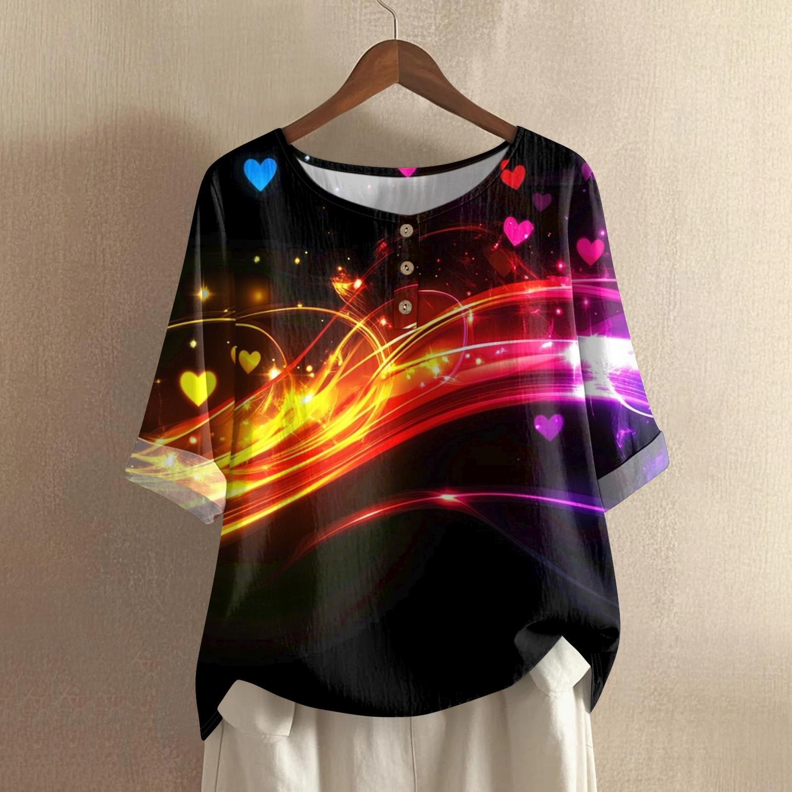 

Women s Casual And Comfortable Mid-Length Round-Neck Fashion Print Cotton-Linen Top XL жовтий