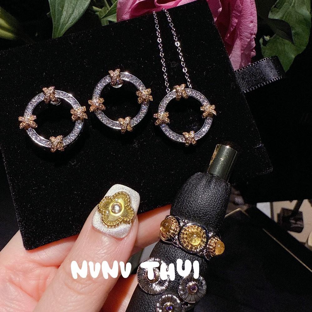 Jewelry, Italian Vintage Garland Gem Necklace, Light Luxury, Daisy Agate Gem Ring, Set