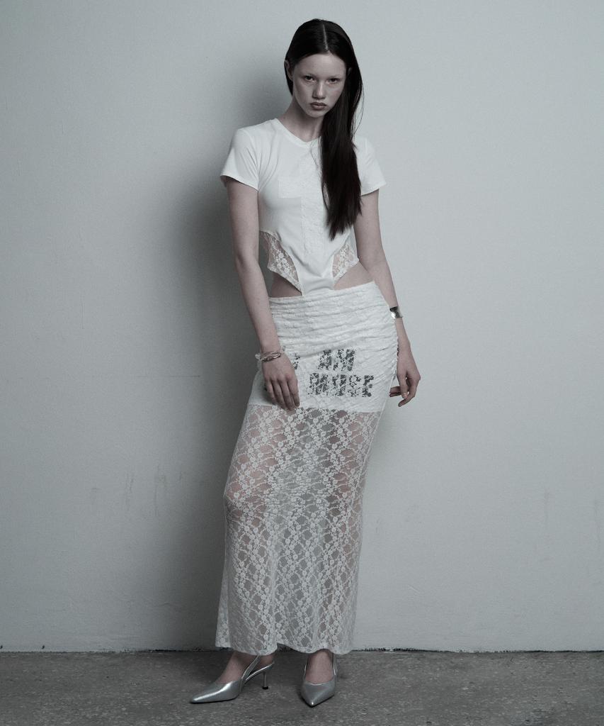 Ilio White Lace Mermaid Long Skirt