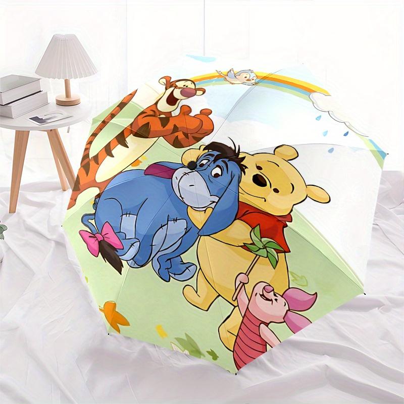Ombrello Automatico Apri e Chiudi Winnie the Pooh e Tigro - Ombrello Pieghevole Portatile a 8 Stecche con Manico in Plastica, Adatto per il Tempo Libero