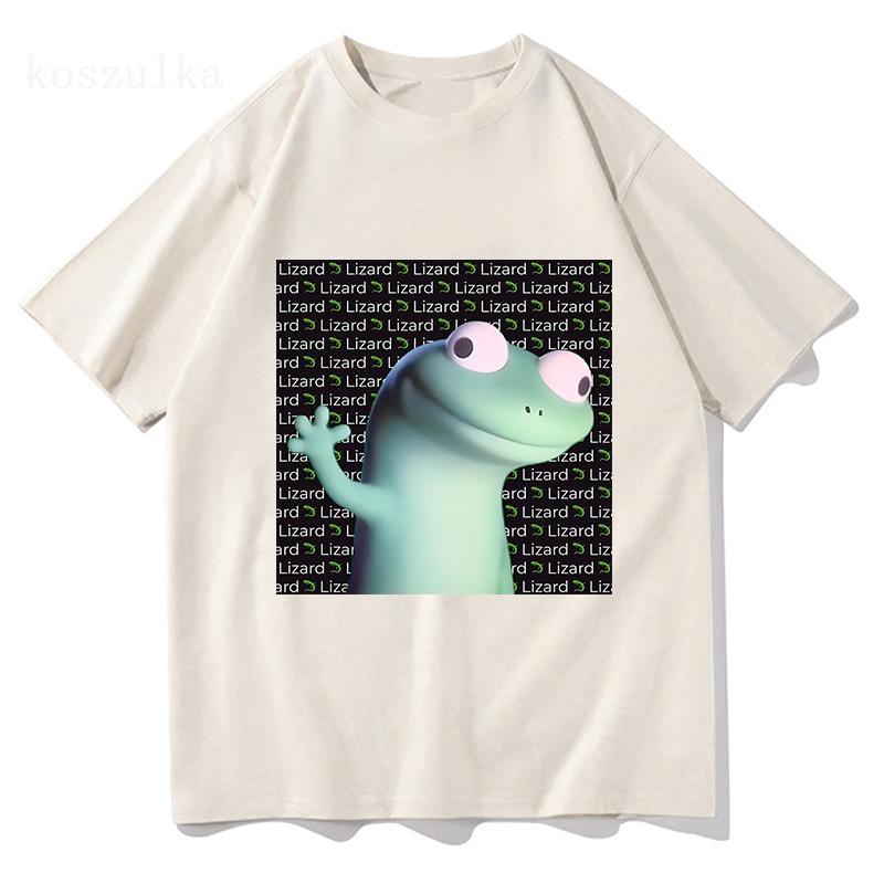 Fashion Lizard Meme Graphic T-shirts Summer Men's Women Clothing Casual Oversized Short Sleeve T Shirts Aesthetic Cotton T-shirt