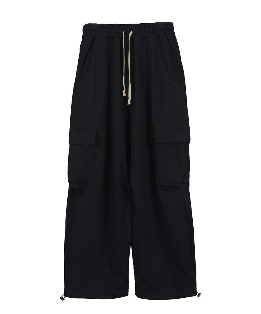 Deuneiji Wide Cotton Cargo Pants Black 0287