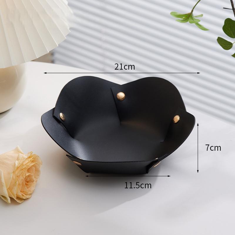 

1PC Leather Organizer Desktop Tray Key Plate Home Decoration Organizador Dice Tray Key Wallet PU Leather Folding Storage Box чёрный