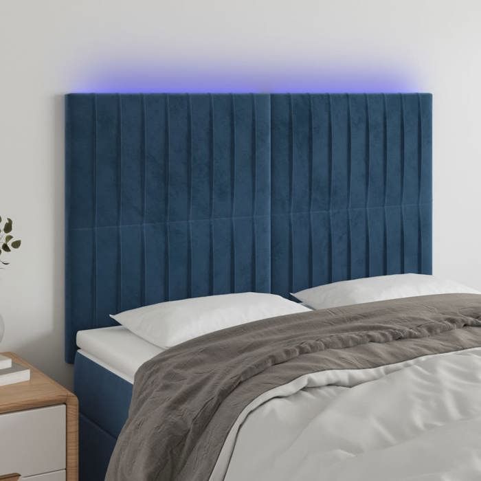 VidaXL Tête de Lit à LED Meuble de Chambre à Coucher Accessoire de Lit Double Tête de Cadre de Lit Intérieur Bleu Foncé 3122714