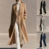 Women's Clothing European and American Super Long Coat with Split Ends On the Back, Woolen Coat Temperament Elegant Trench Coat Independent Station