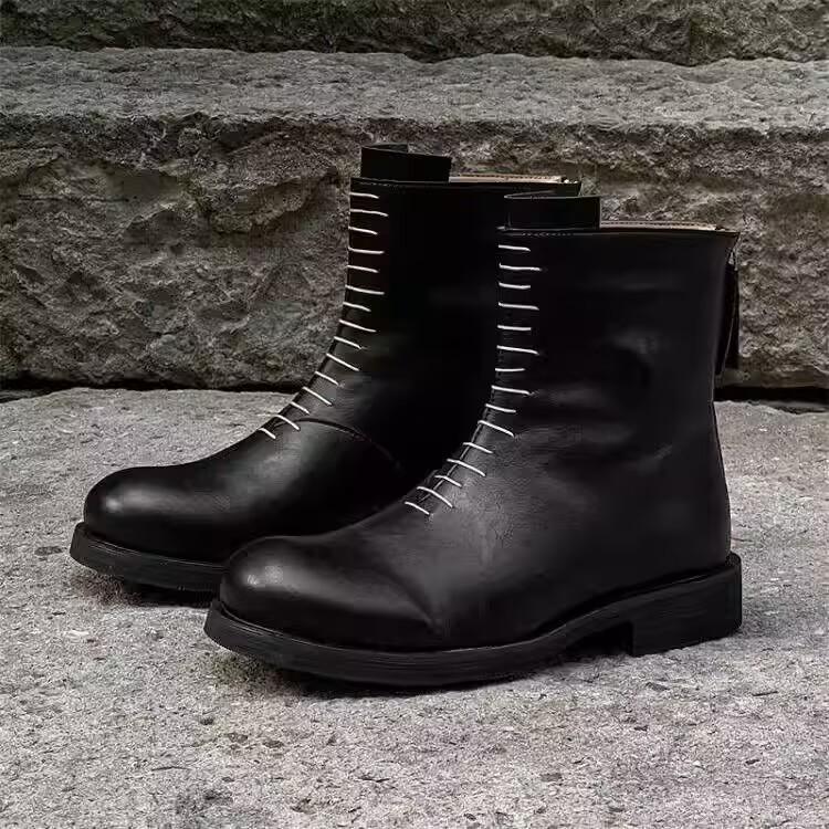 Fashion Shoes Cswo01 Men's Thick-Soled Height-Increasing Personality High-Top British Casual Leather Motorcycle Trendy High-Tube American Work Boots Cm