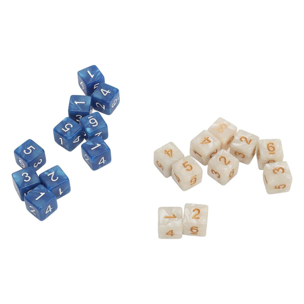 20 PCS Acrylic Square Corner Dice Set Colorfast Lightweight 6 Sided Number Dice Set for Math Games