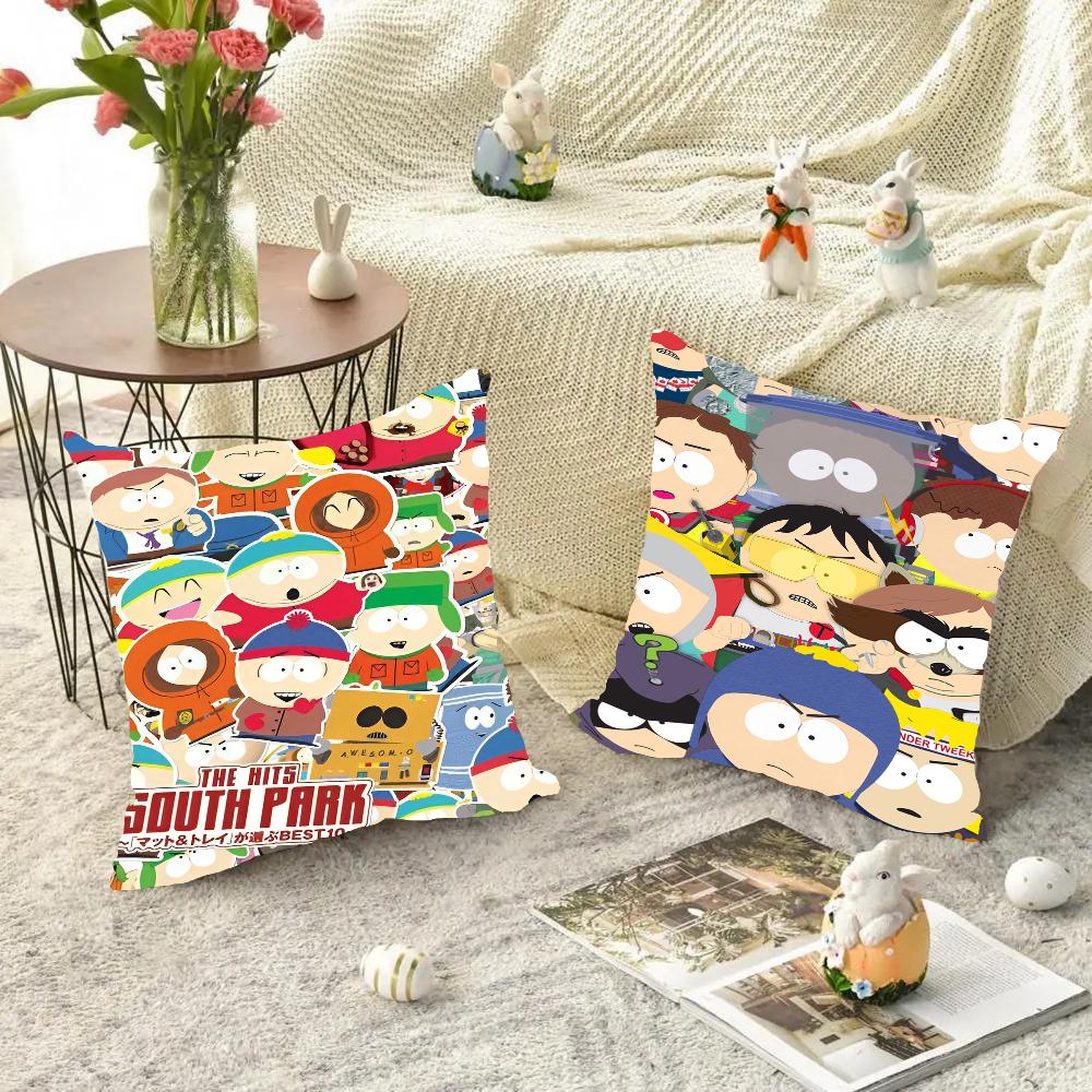 Cartoon S-South-h P-Park-k Pillow Case Square Pillow Bedroom Sofa Leisure Comfort Cushion Car Living Room Home Decoration