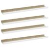 VidaXL Wall Shelves 4 Pcs White and Sonoma Oak 60x9x3 Cm