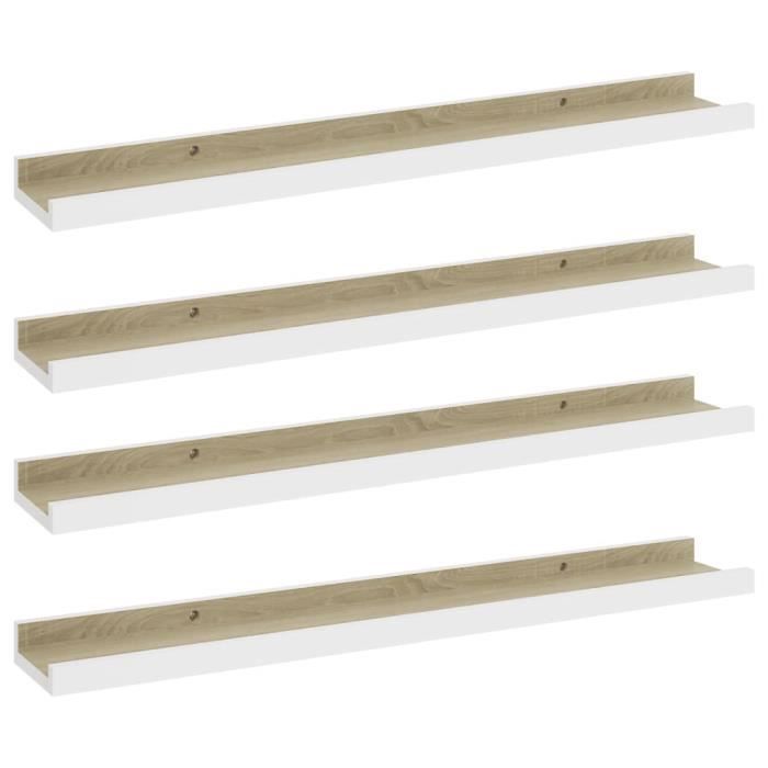 VidaXL Wall Shelves 4 Pcs White and Sonoma Oak 60x9x3 Cm